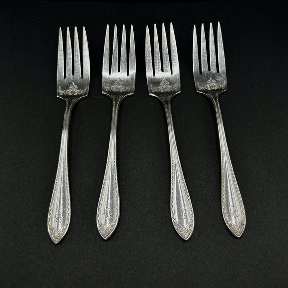 Oneida Community Sheraton Salad Fork Silverplate Flatware Antique 1910 Set of 4 - Picture 1 of 10